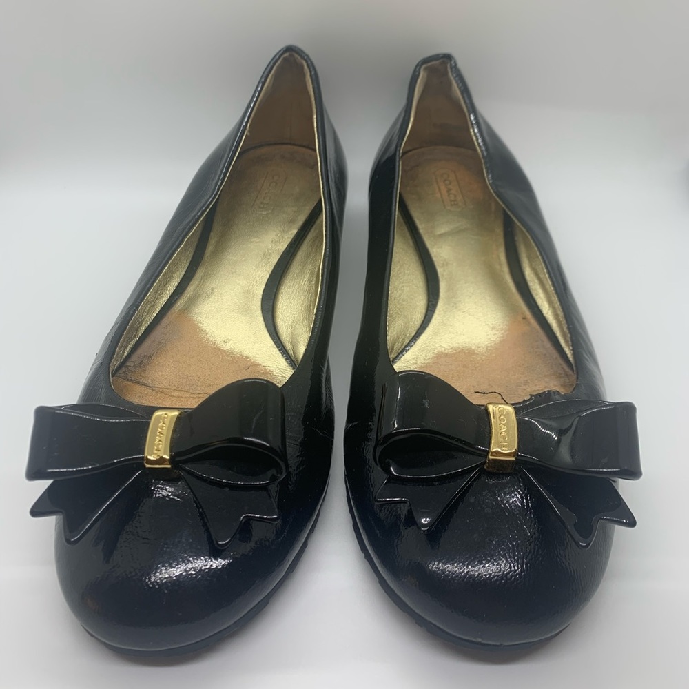 Coach Black Skyla Patent Leather Flats